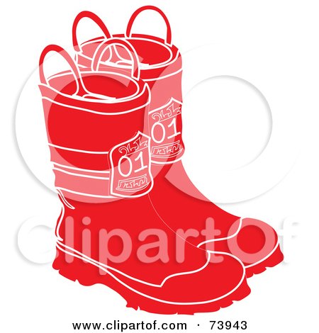 Royalty-Free (RF) Clipart Illustration of a Pair Of Red And White Firefighter Boots by Pams Clipart