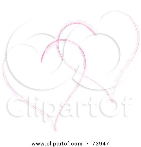 Royalty-Free (RF) Clipart Illustration of Two Faint Pink Painted Heart Outlines  by Pams Clipart