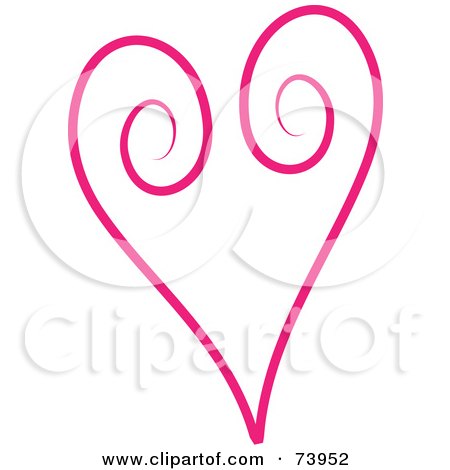 Royalty-Free (RF) Clipart Illustration of a Magenta Swirly Heart Design by Pams Clipart