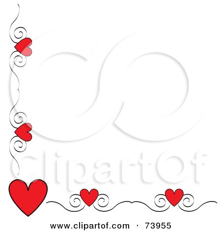 Royalty-Free (RF) Clipart Illustration of a Red Heart And Scroll Corner Border On A White Background by Pams Clipart