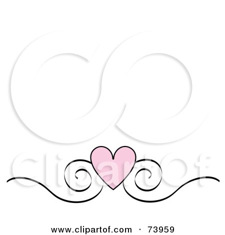 Royalty-Free (RF) Clipart Illustration of a Pink Heart And Black Scroll Design Border On A White Background by Pams Clipart