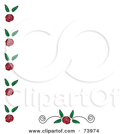 Royalty-Free (RF) Clipart Illustration of a Rose Edge And Bottom Scoll Design Element On White by Pams Clipart