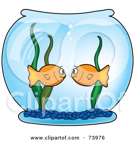 Royalty-Free (RF) Clipart Illustration of Two Goldfish Staring At Each Other In A Bowl by Pams Clipart