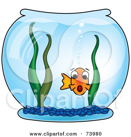 Royalty-Free (RF) Clipart Illustration of a Surprised Fish With An Open Mouth, In A Bowl by Pams Clipart