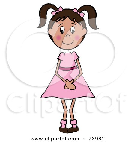 Royalty-Free (RF) Clipart Illustration of a Shy Blushing Cacuasian Girl by Pams Clipart
