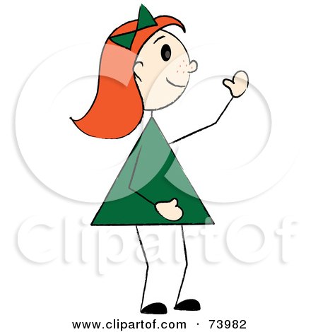 Royalty-Free (RF) Clipart Illustration of a Waving Red Haired Stick Girl by Pams Clipart
