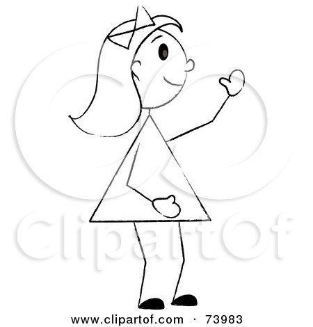 Royalty-Free (RF) Clipart Illustration of a Black And White Stick Girl Waving by Pams Clipart