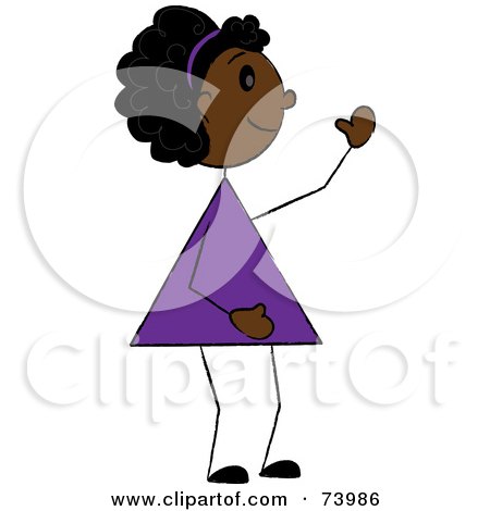 Royalty-Free (RF) Clipart Illustration of a Friendly Black Stick Girl Waving by Pams Clipart