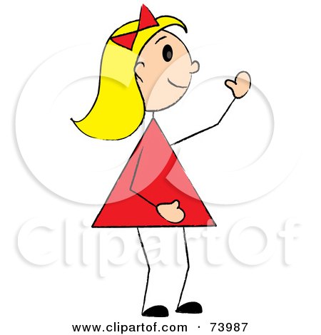 Royalty-Free (RF) Clipart Illustration of a Waving Blond Stick Girl by Pams Clipart