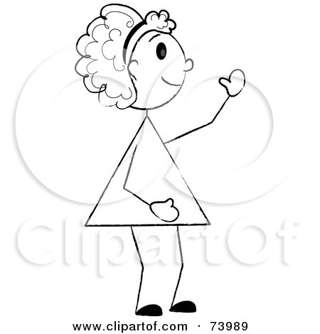 Royalty-Free (RF) Clipart Illustration of a Waving Black And White Stick Girl by Pams Clipart