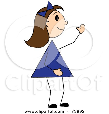 Royalty-Free (RF) Clipart Illustration of a Waving Brunette Stick Girl by Pams Clipart