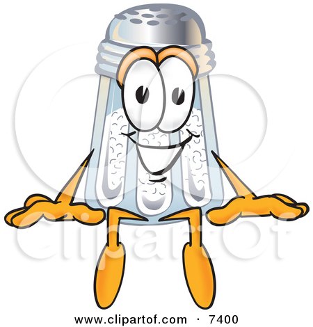 Clipart Picture of a Salt Shaker Mascot Cartoon Character Sitting by Mascot Junction