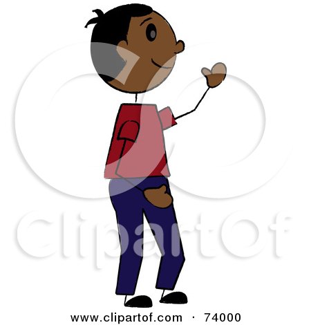 Royalty-Free (RF) Clipart Illustration of a Friendly Hispanic Stick Boy Waving by Pams Clipart