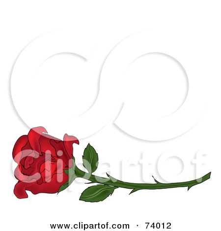 Royalty-Free (RF) Clipart Illustration of a Single Red Rose On A Long Thorny Stem by Pams Clipart