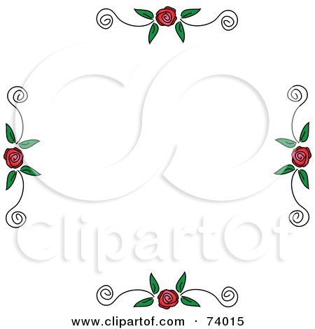Royalty-Free (RF) Clipart Illustration of Borders Of Roses And Scrolls On White by Pams Clipart