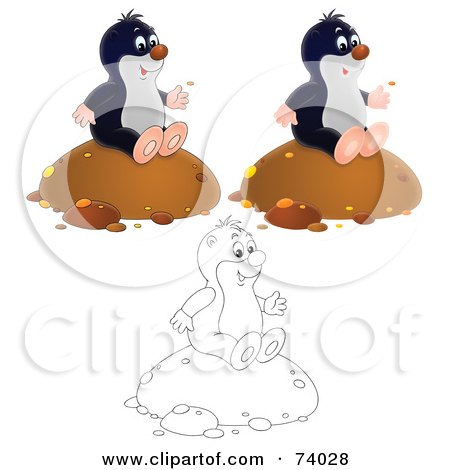 Royalty-Free (RF) Clipart Illustration of a Digital Collage Of A Gopher Sitting On A Mound Of Dirt; Cartoon, Airbrushed And Outline by Alex Bannykh