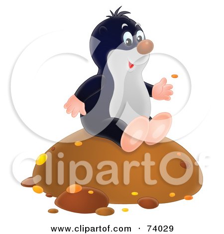 Royalty-Free (RF) Clipart Illustration of a Happy Airbrushed Gopher Sitting On A Mound Of Dirt by Alex Bannykh