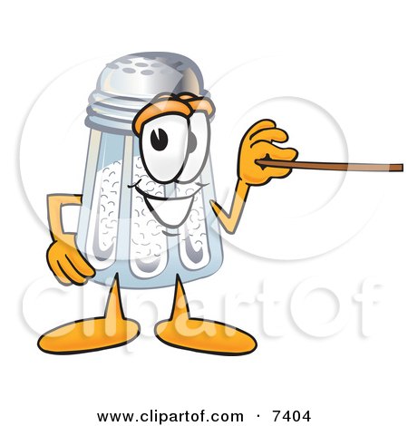 Clipart Picture of a Salt Shaker Mascot Cartoon Character Holding a Pointer Stick by Mascot Junction