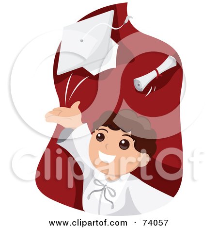 Royalty-Free (RF) Clipart Illustration of a School Boy Graduate Tossing His Cap by BNP Design Studio
