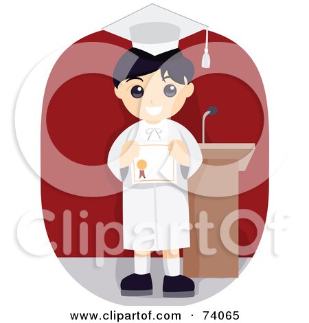 Royalty-Free (RF) Clipart Illustration of a Child Grad Holding His Diploma by BNP Design Studio