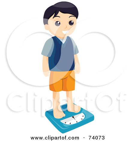 Royalty-Free (RF) Clip Art Illustration of a Little Boy Weighing Himself On A Scale by BNP Design Studio