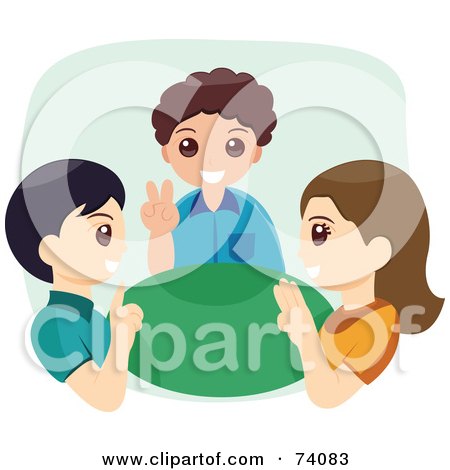 Royalty-Free (RF) Clipart Illustration of Three Children Using Sign Language Or Counting by BNP Design Studio