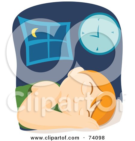 Royalty-Free (RF) Clipart Illustration of a Pleasant Boy Sleeping In His Bed by BNP Design Studio