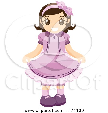 Royalty-Free (RF) Clipart Illustration of a Polite Little Girl In A Purple Dress by BNP Design Studio