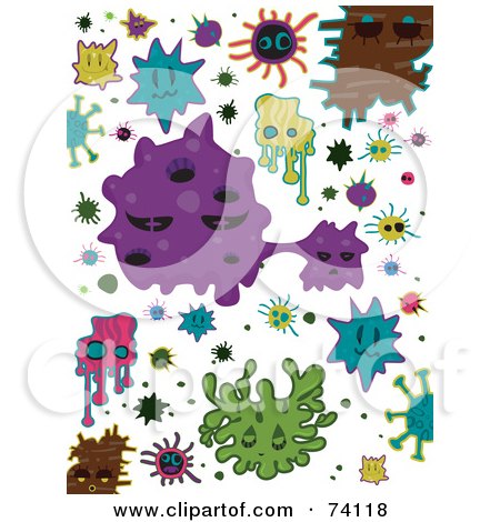 Royalty-Free (RF) Clipart Illustration of a Digital Collage Of Colorful Virus Doodles by BNP Design Studio