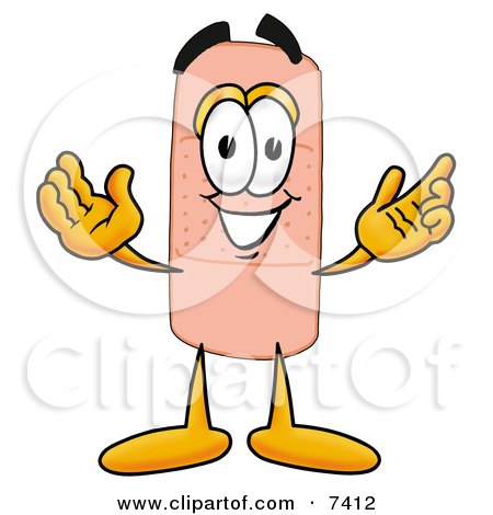 Clipart Picture of a Bandaid Bandage Mascot Cartoon Character by Mascot Junction