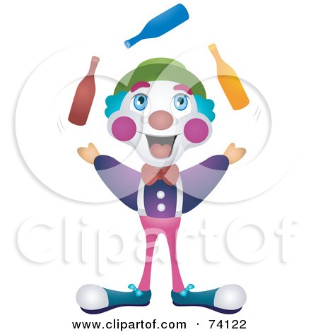 Royalty-Free (RF) Clipart Illustration of a Friendly Party Clown Juggling by BNP Design Studio