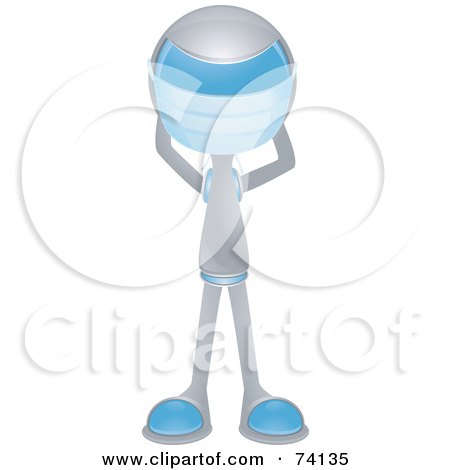 Royalty-Free (RF) Clipart Illustration of a Future Man Surgeon Putting On A Mask by BNP Design Studio