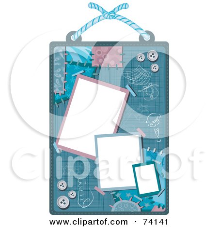 Royalty-Free (RF) Clipart Illustration of a Scrap Book Design With Blank Spaces, Buttons And Patches by BNP Design Studio