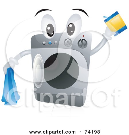 Royalty-Free (RF) Clipart Illustration of a Front Loader Washing Machine Character With Detergent by BNP Design Studio