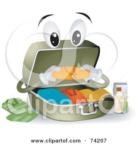 Royalty-Free (RF) Clipart Illustration of a Suitcase Character Packing Clothes by BNP Design Studio