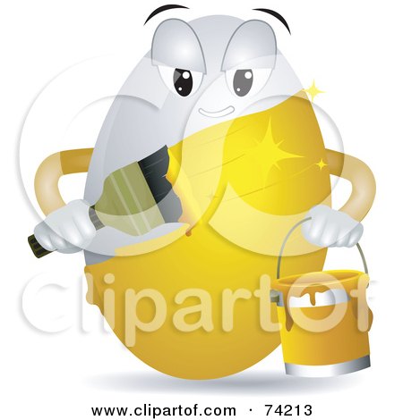 Royalty-Free (RF) Clipart Illustration of an Egg Character Painting Itself Gold by BNP Design Studio