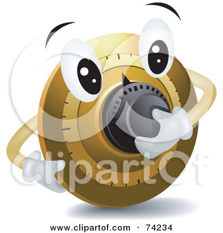 Royalty-Free (RF) Clipart Illustration of a Combination Lock Character Turning Its Nose by BNP Design Studio