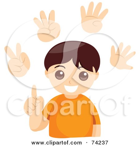 Royalty-Free (RF) Clipart Illustration of a Boy Counting With His Fingers, Shown With Extra Hands by BNP Design Studio