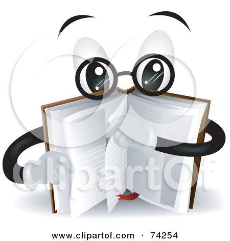 Royalty-Free (RF) Clipart Illustration of a Smart Book Character Turning Pages by BNP Design Studio