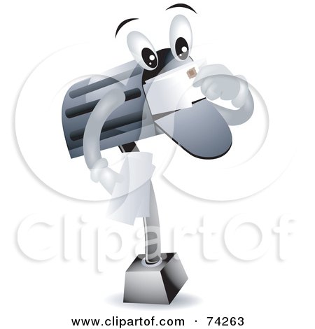 Royalty-Free (RF) Clipart Illustration of a Mailbox Character Inserting Letters by BNP Design Studio