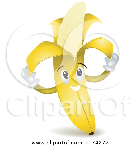 Royalty-Free (RF) Clipart Illustration of a Banana Character Removing Its Peel by BNP Design Studio