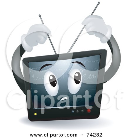 Royalty-Free (RF) Clipart Illustration of a Television Character Adjusting His Antennae by BNP Design Studio