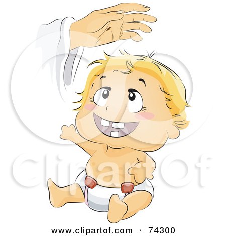 Royalty-Free (RF) Clipart Illustration of a Happy Baby Being Baptized by BNP Design Studio