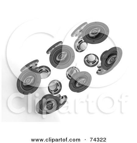 Royalty-Free (RF) Clipart Illustration of a Tower Of 3d Speakers Slanted by KJ Pargeter