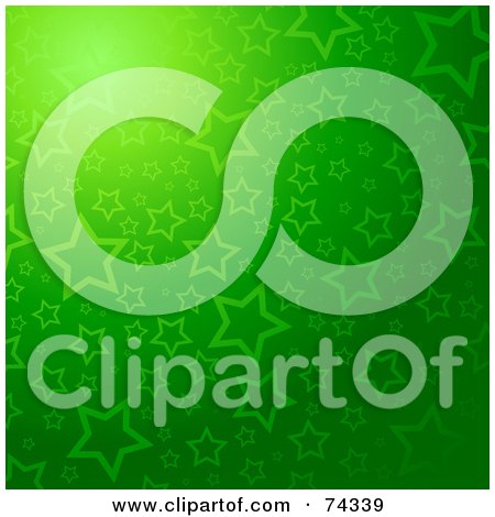 Royalty-Free (RF) Clipart Illustration of a Glowing Green Starry Background by KJ Pargeter