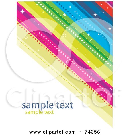 Royalty-Free (RF) Clipart Illustration of a Diagonal Rainbow With White Space And Sample Text by BNP Design Studio