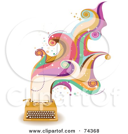 Royalty-Free (RF) Clipart Illustration of Magical Waves Rising From A Typewriter by BNP Design Studio