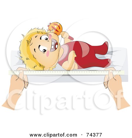 Royalty-Free (RF) Clip Art Illustration of a Blond Baby Being Measured For Length by BNP Design Studio