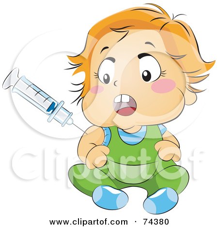 Royalty-Free (RF) Clipart Illustration of a Blond Baby Being Vaccinated by BNP Design Studio