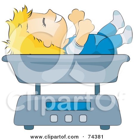Royalty-Free (RF) Clipart Illustration of a Blond Baby Being Weighted On A Scale by BNP Design Studio